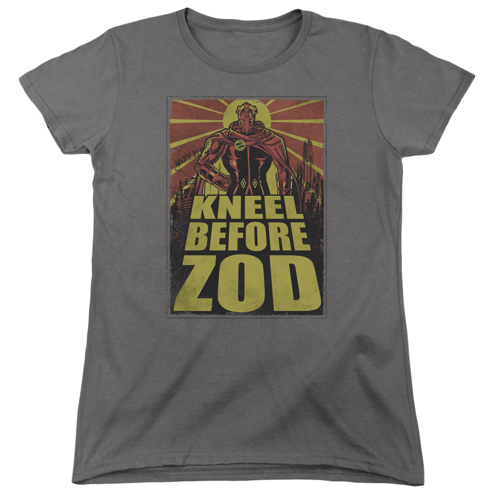 SUPERMAN/ZOD POSTER - S/S WOMENS TEE - CHARCOAL