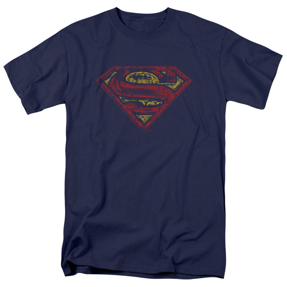 SUPERMAN/S SHIELD ROUGH - S/S ADULT 18/1  -  NAVY
