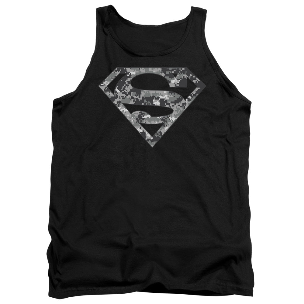 SUPERMAN/URBAN CAMO SHIELD - ADULT TANK - BLACK