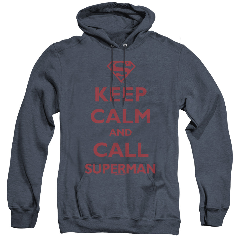 SUPERMAN/CALL SUPERMAN - ADULT HEATHER HOODIE - NAVY