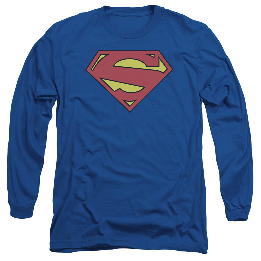 SUPERMAN/NEW 52 SHIELD - L/S ADULT 18/1 - ROYAL BLUE