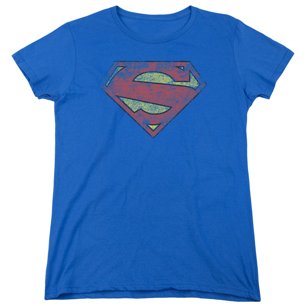 SUPERMAN/NEW 52 SHIELD - S/S WOMENS TEE - ROYAL BLUE