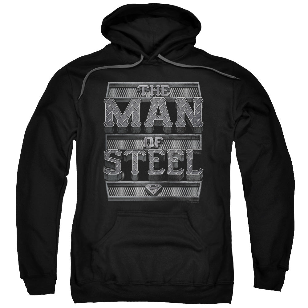 SUPERMAN/STEEL TEXT - ADULT PULLOVER HOODIE - BLACK