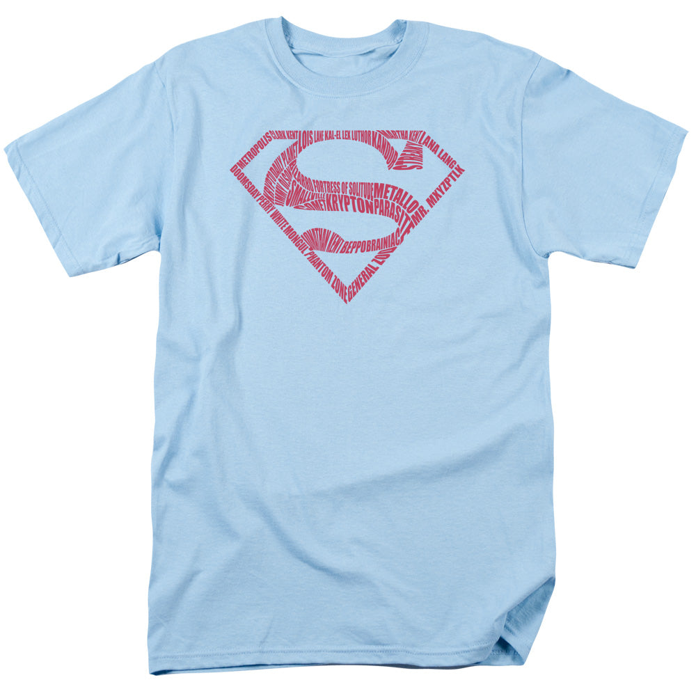 SUPERMAN/ WORD SHIELD - S/S ADULT 18/1 - LIGHT BLUE