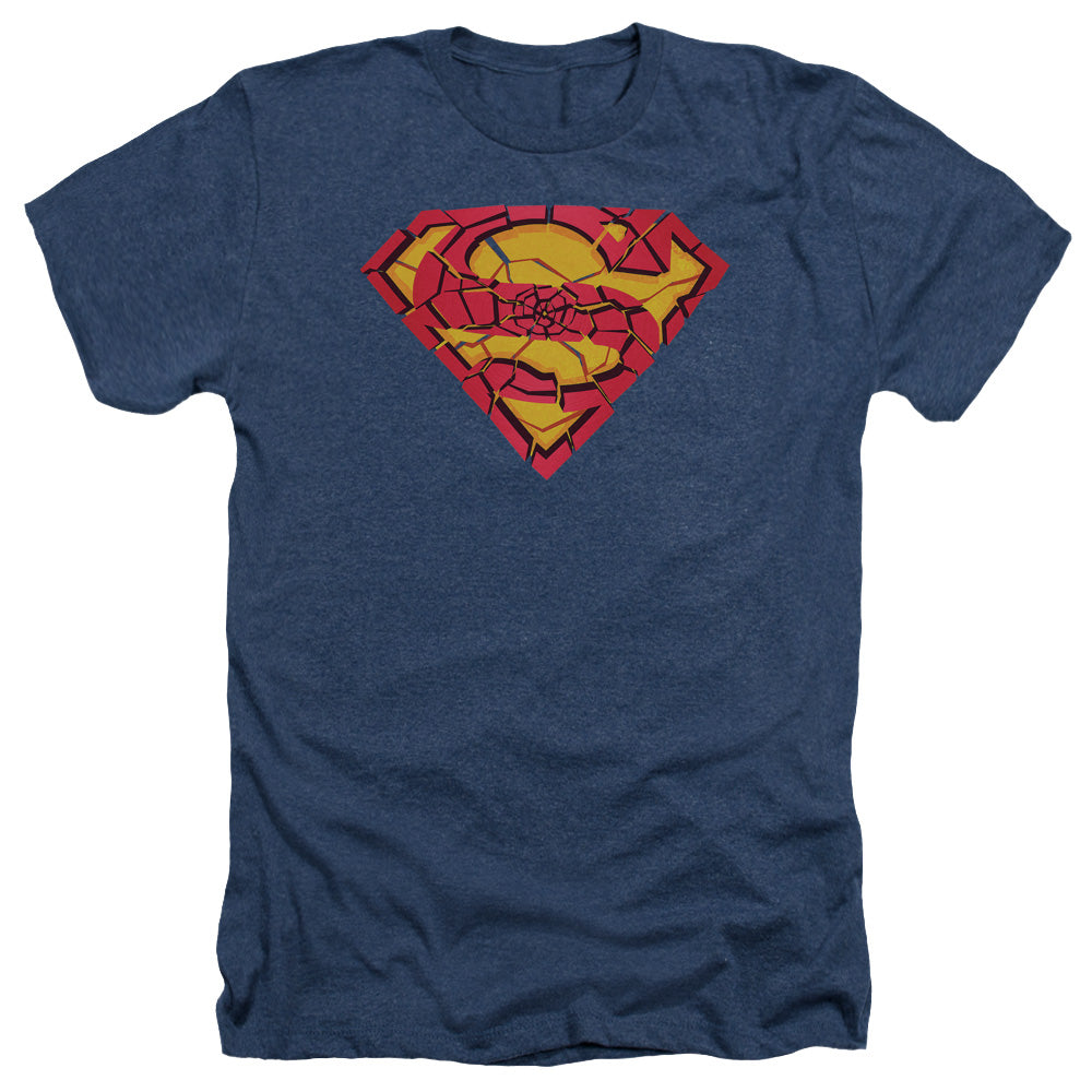 SUPERMAN/SHATTERED SHIELD - ADULT HEATHER - NAVY