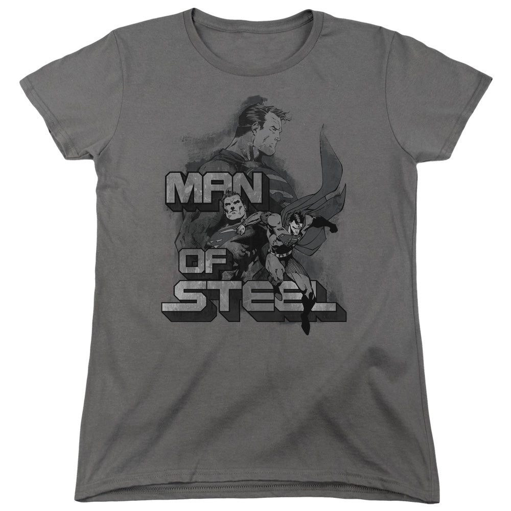 SUPERMAN/STEEL POSES - S/S WOMENS TEE - CHARCOAL