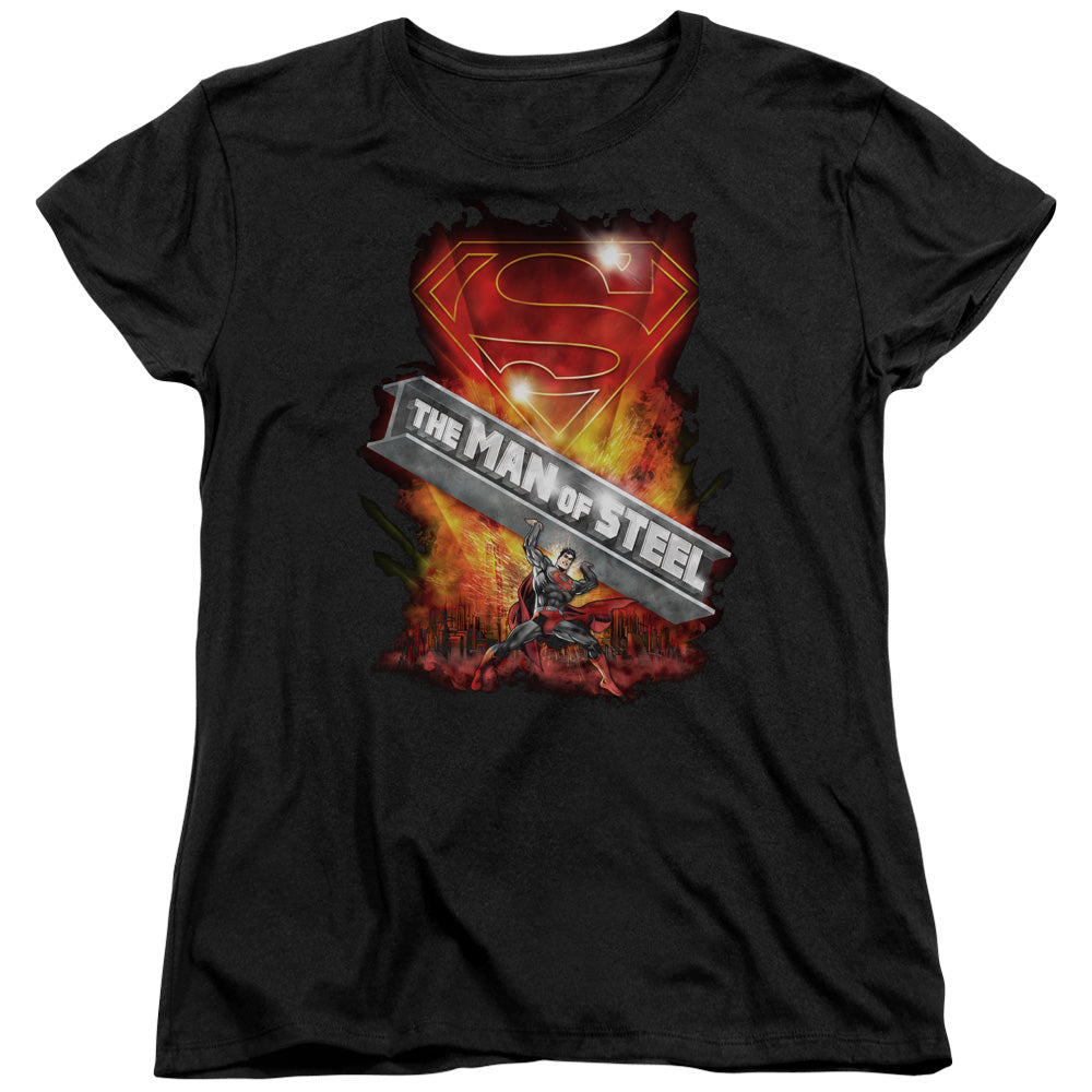 SUPERMAN/STEEL GIRDER - S/S WOMENS TEE - BLACK