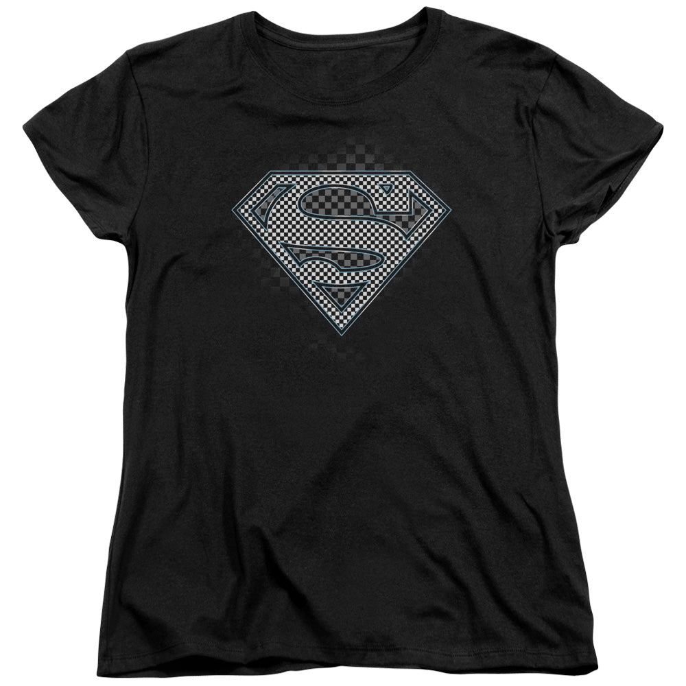 SUPERMAN/CHECKERBOARD - S/S WOMENS TEE - BLACK