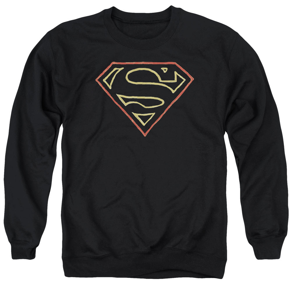 SUPERMAN/COLORED SHIELD - ADULT CREWNECK SWEATSHIRT - BLACK
