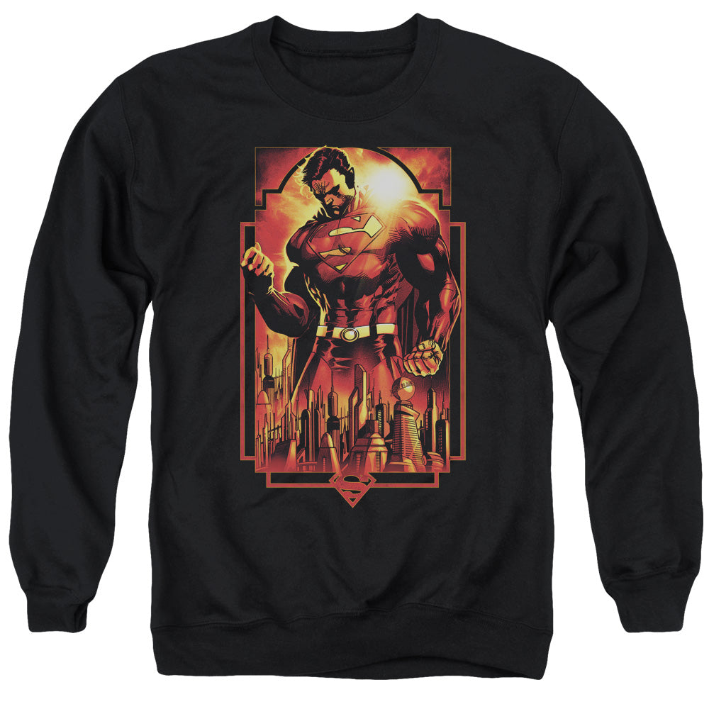 SUPERMAN/METROPOLIS DECO - ADULT CREWNECK SWEATSHIRT - BLACK