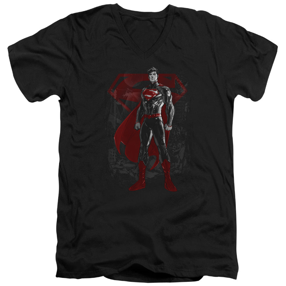 SUPERMAN/AFTERMATH - S/S ADULT V-NECK 30/1 - BLACK