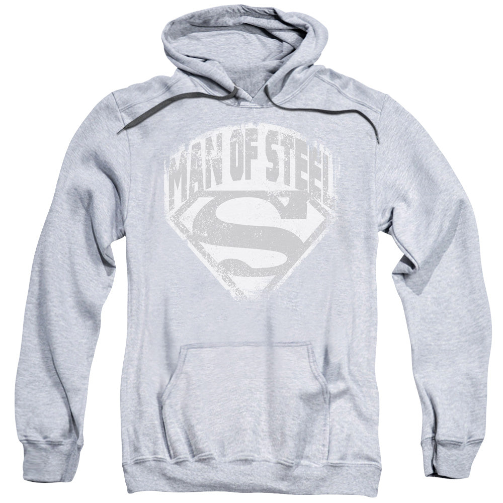 SUPERMAN/MAN OF STEEL SHIELD - ADULT PULLOVER HOODIE - ATHLETIC HEATHER