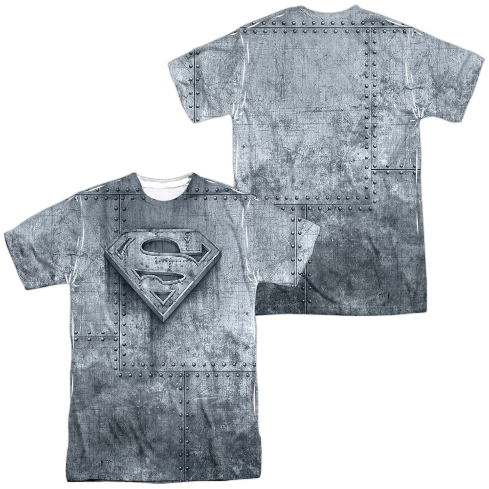 SUPERMAN/MADE OF STEEL (FRONT/BACK PRINT) -  S/S ADULT POLY CREW - MULTI