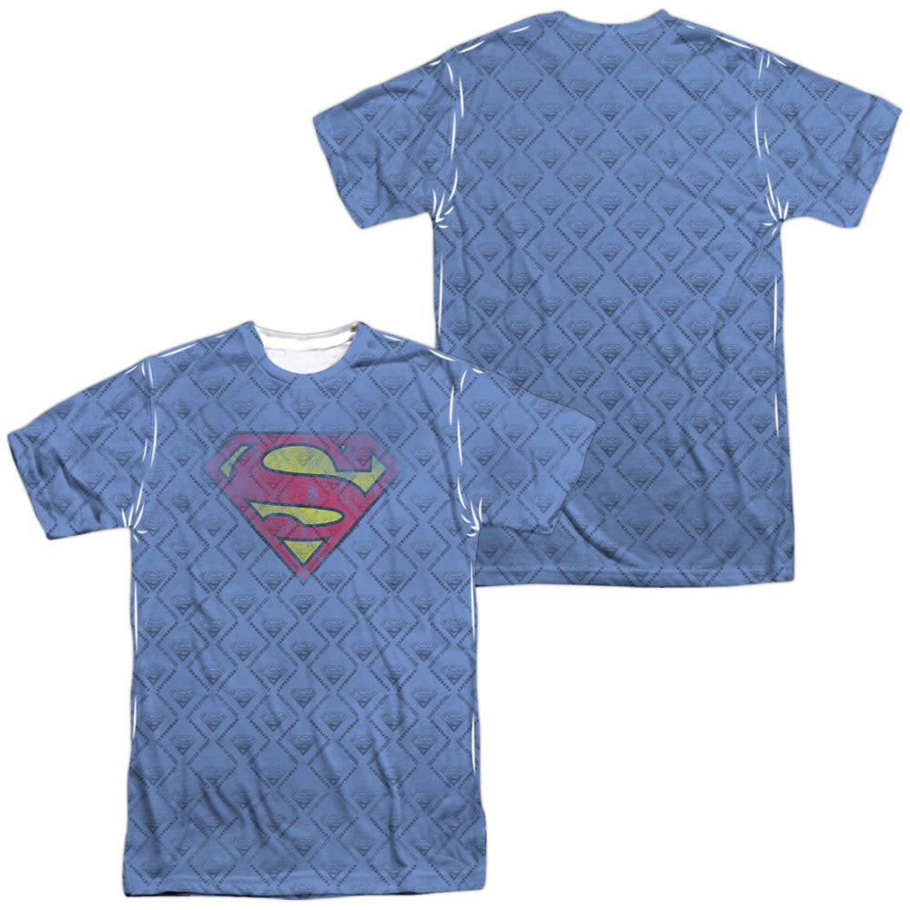 SUPERMAN/REPEAT OVER DISTRESSED (FRONT/BACK PRINT) -  S/S ADULT POLY CREW - MULTI