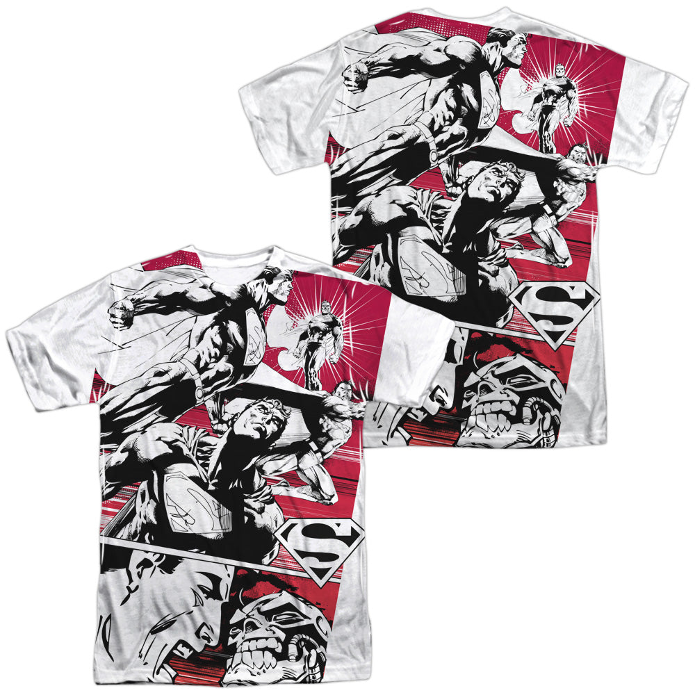 SUPERMAN/ANGRY RED (FRONT/BACK PRINT) -  S/S ADULT POLY CREW - MULTI