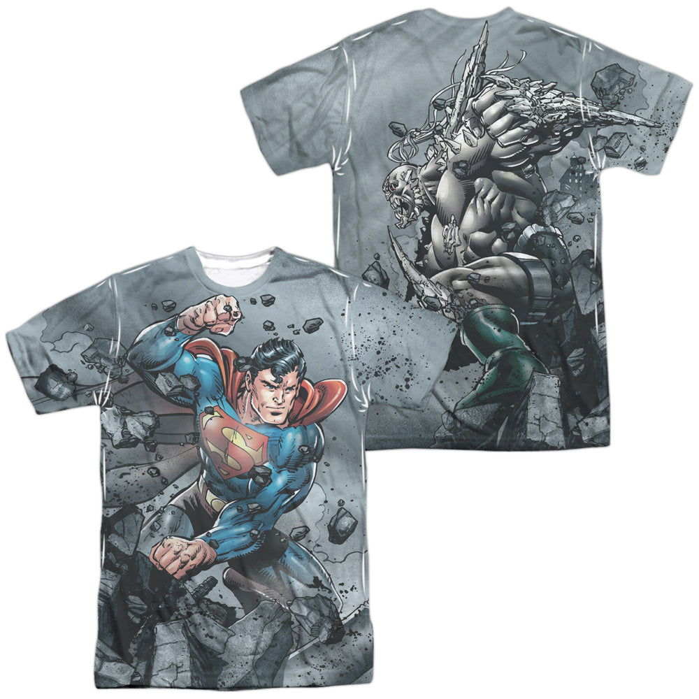 SUPERMAN/SUPERMAN VS DOOMSDAY (FRONT/BACK PRINT) -  S/S ADULT POLY CREW - MULTI