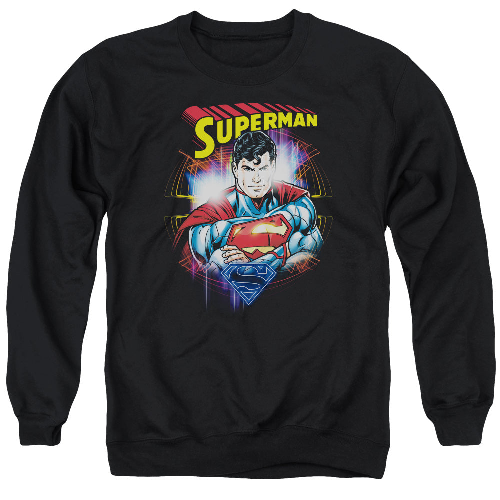 SUPERMAN/GLAM - ADULT CREWNECK SWEATSHIRT - BLACK