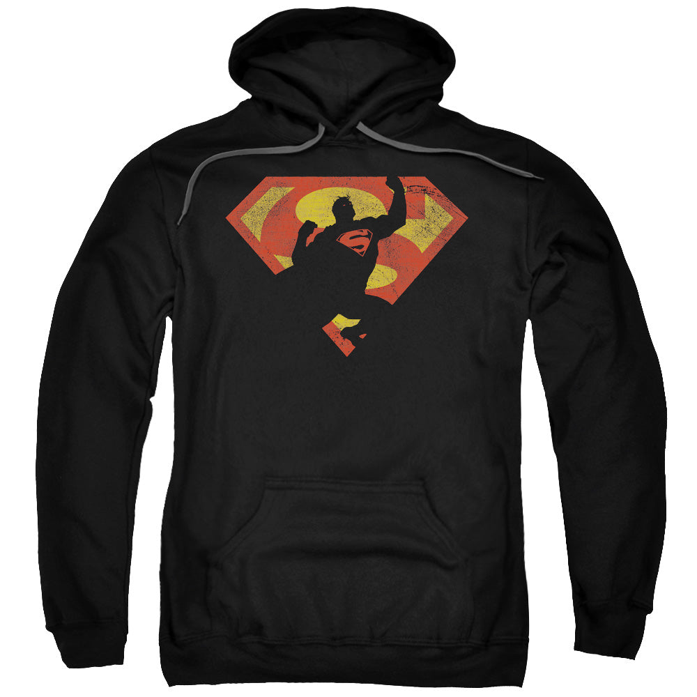 SUPERMAN/S SHIELD KNOCKOUT - ADULT PULLOVER HOODIE - BLACK