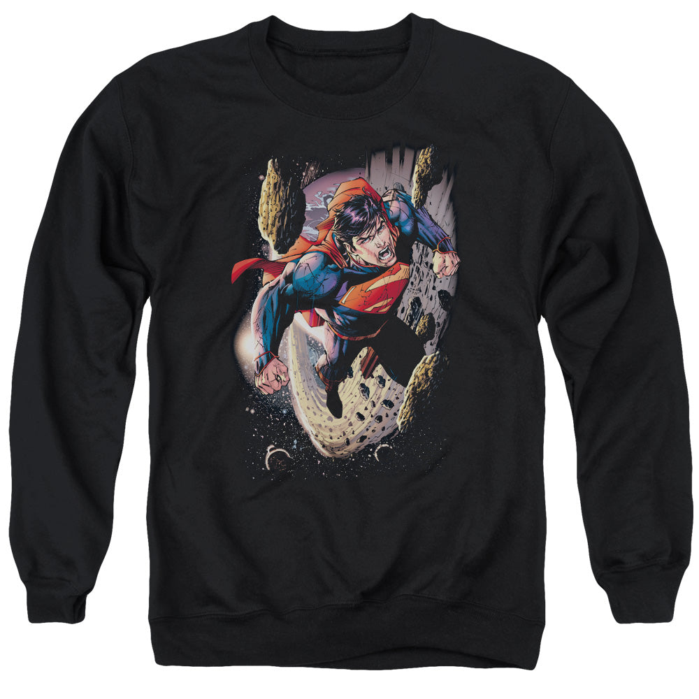 SUPERMAN/ORBIT - ADULT CREWNECK SWEATSHIRT - BLACK