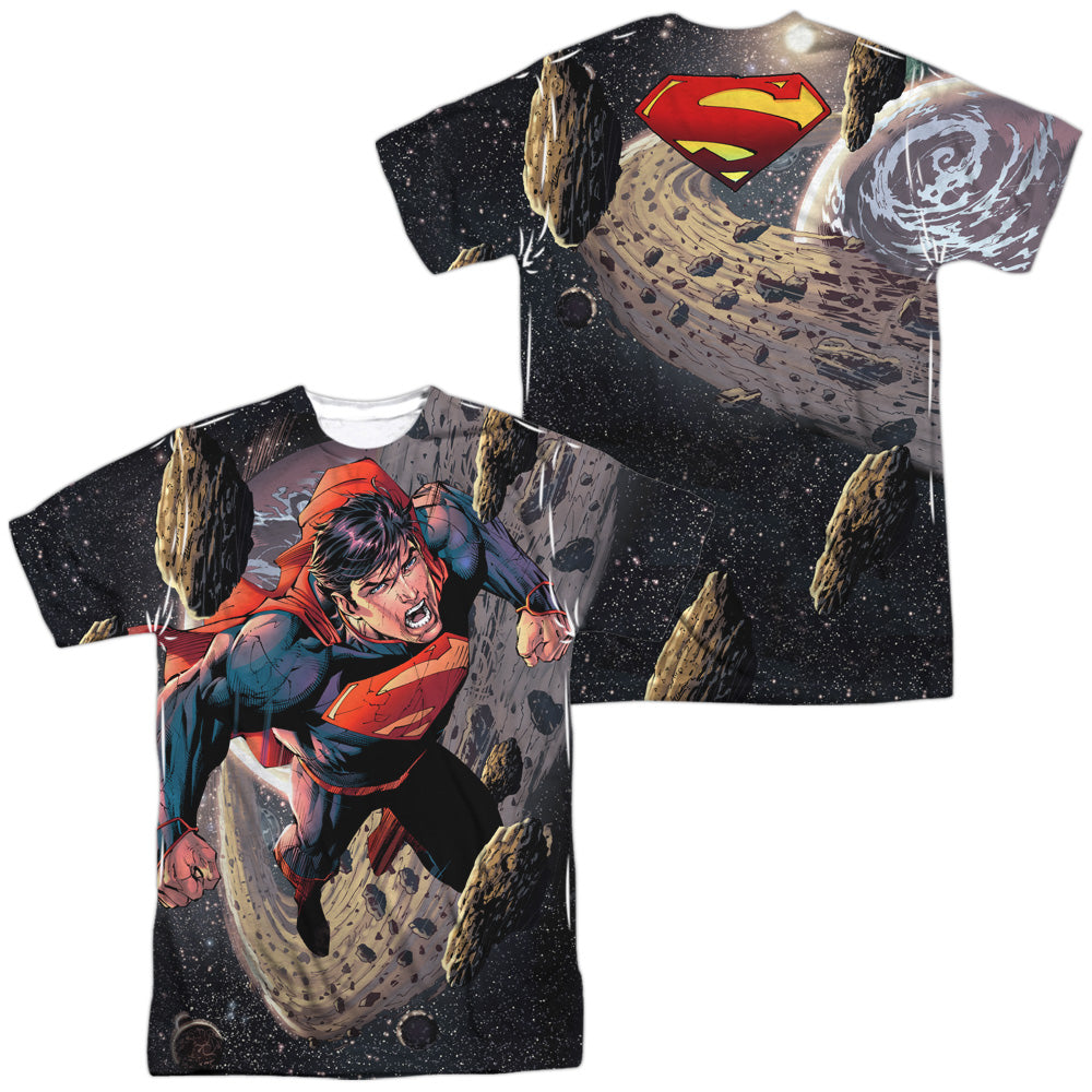 SUPERMAN/UP UP (FRONT/BACK PRINT) - S/S ADULT POLY CREW - MULTI