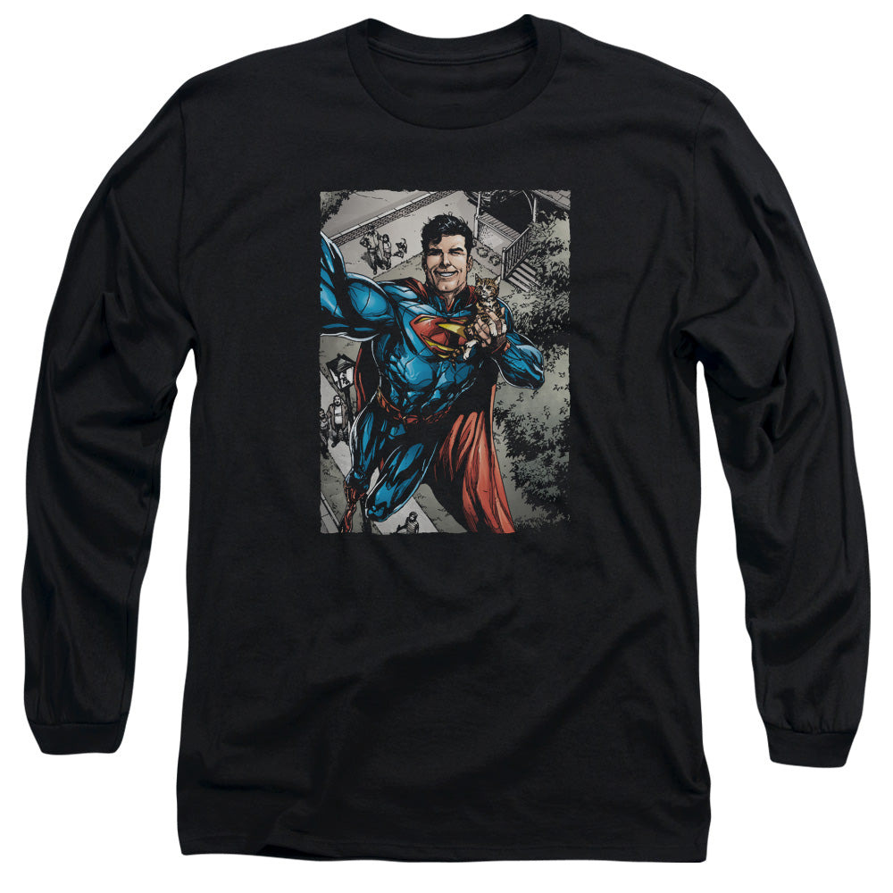 SUPERMAN/SUPER SELFIE -  L/S ADULT 18/1  - BLACK