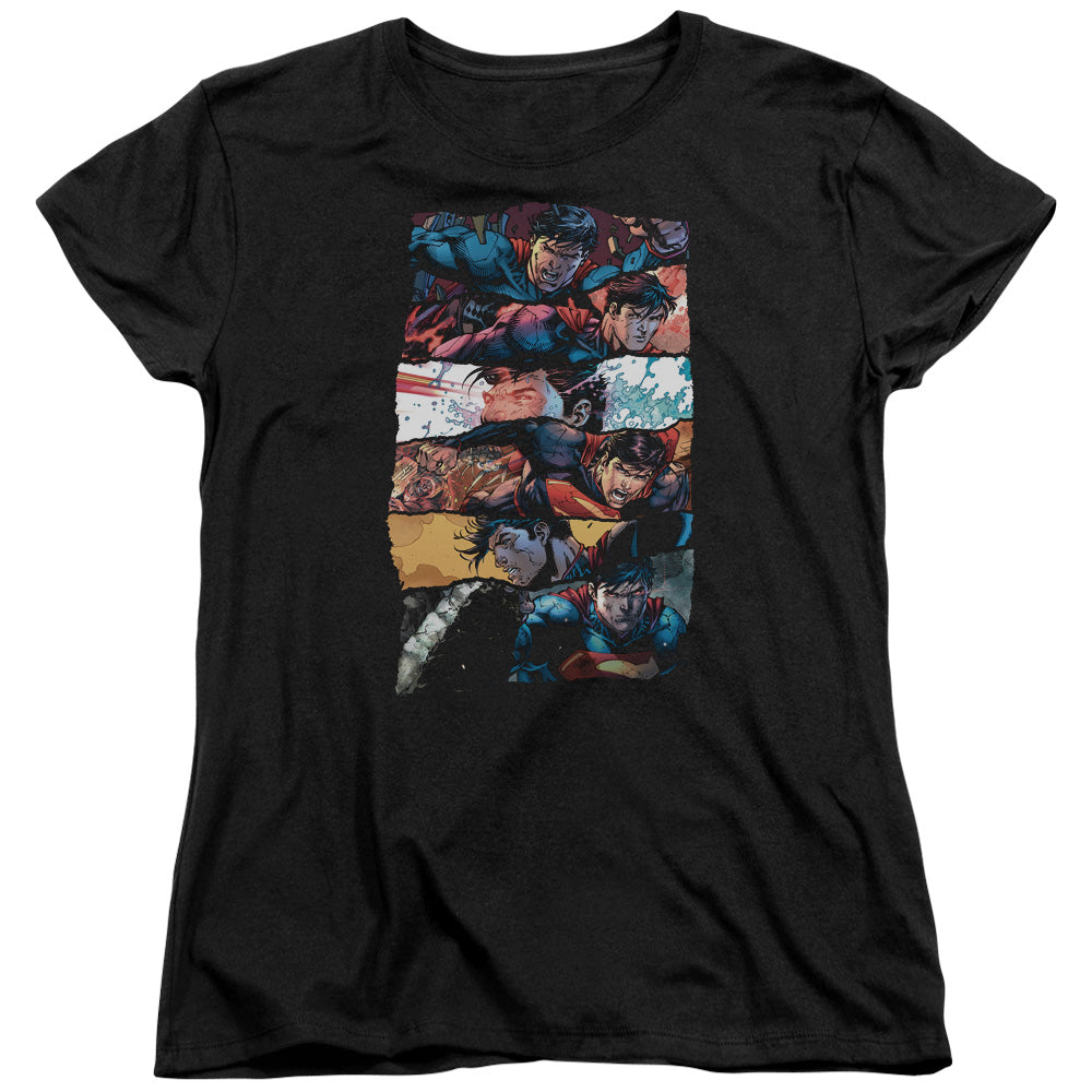 SUPERMAN/TORN COLLAGE - S/S WOMENS TEE - BLACK