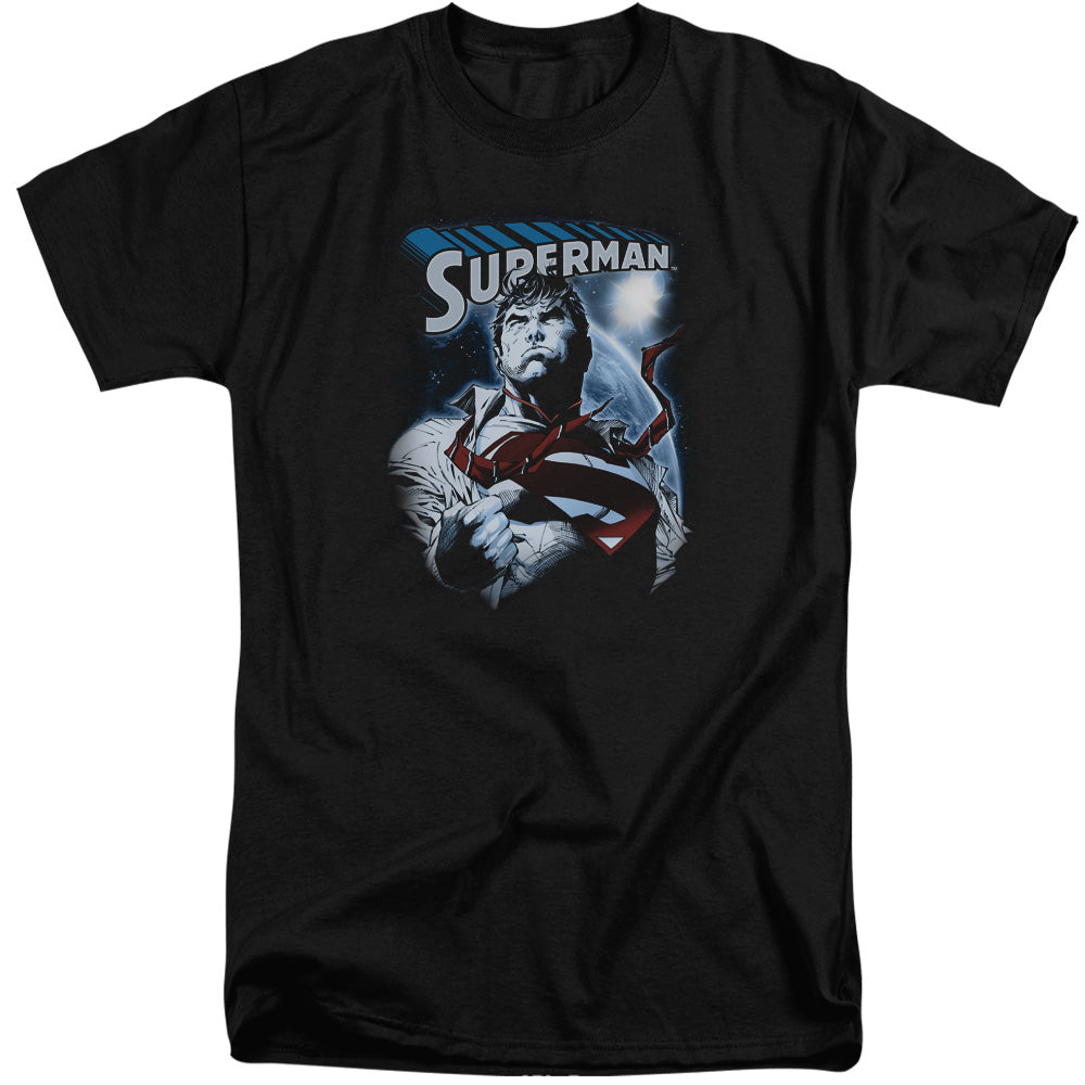 SUPERMAN/PROTECT EARTH - S/S ADULT TALL 18/1 - BLACK