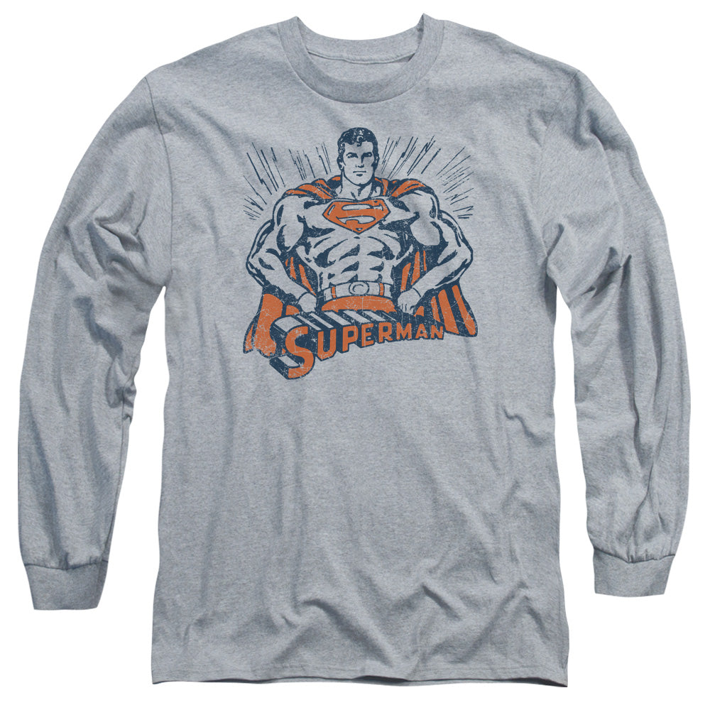 SUPERMAN/VINTAGE STANCE -  L/S ADULT 18/1  - ATHLETIC HEATHER