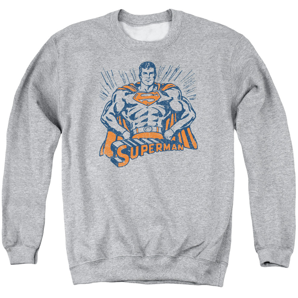SUPERMAN/VINTAGE STANCE - ADULT CREWNECK SWEATSHIRT - ATHLETIC HEATHER