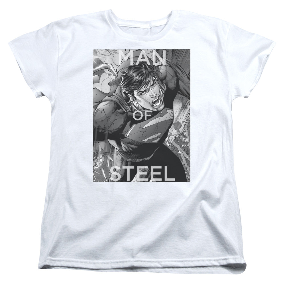 SUPERMAN/FLIGHT OF STEEL - S/S WOMENS TEE - WHITE