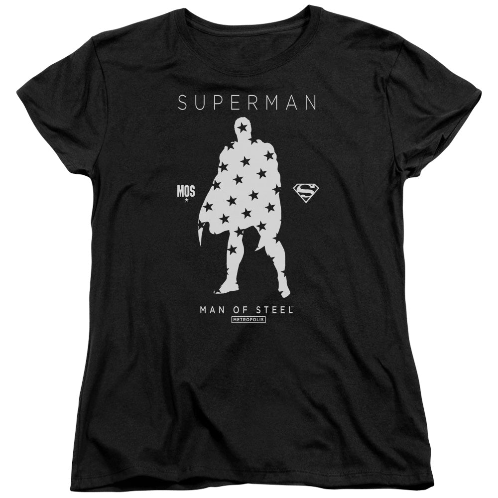 SUPERMAN/STAR SILHOUETTE - S/S WOMENS TEE - BLACK