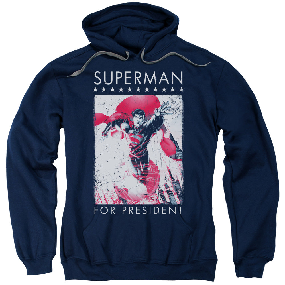 SUPERMAN/SUPERMAN FOR PRESIDENT - ADULT PULLOVER HOODIE - NAVY