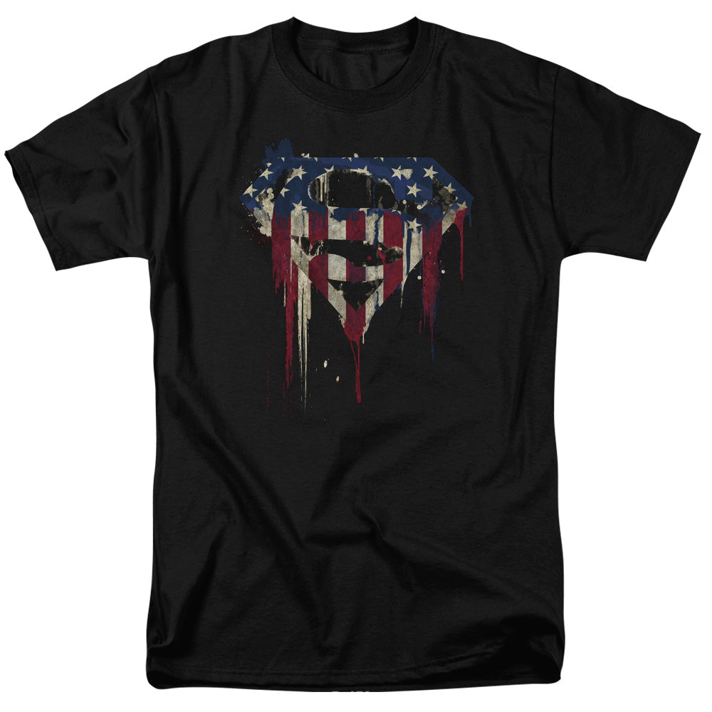 SUPERMAN/BLEEDING SHIELD - S/S ADULT 18/1 - BLACK