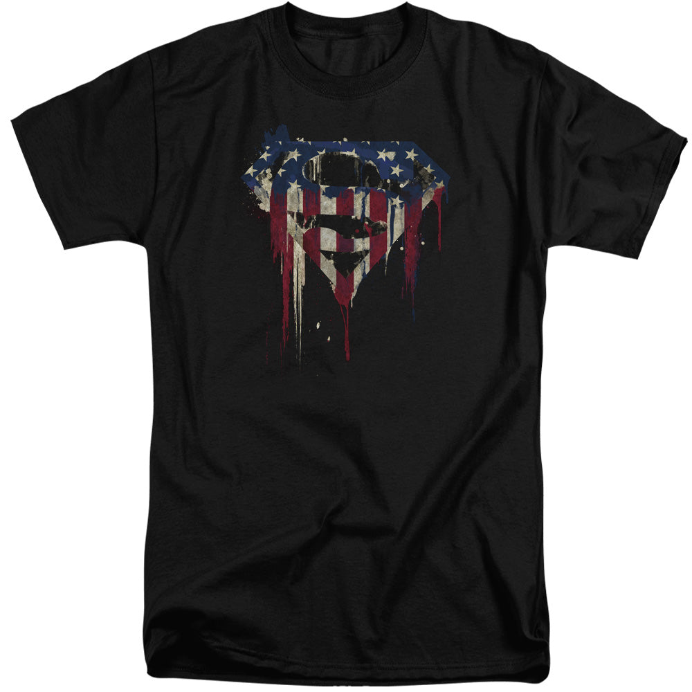 SUPERMAN/BLEEDING SHIELD - S/S ADULT TALL 18/1 - BLACK