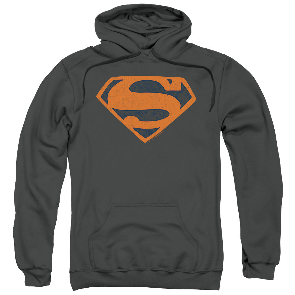 SUPERMAN/VINTAGE SHIELD COLLAGE - ADULT PULLOVER HOODIE - CHARCOAL
