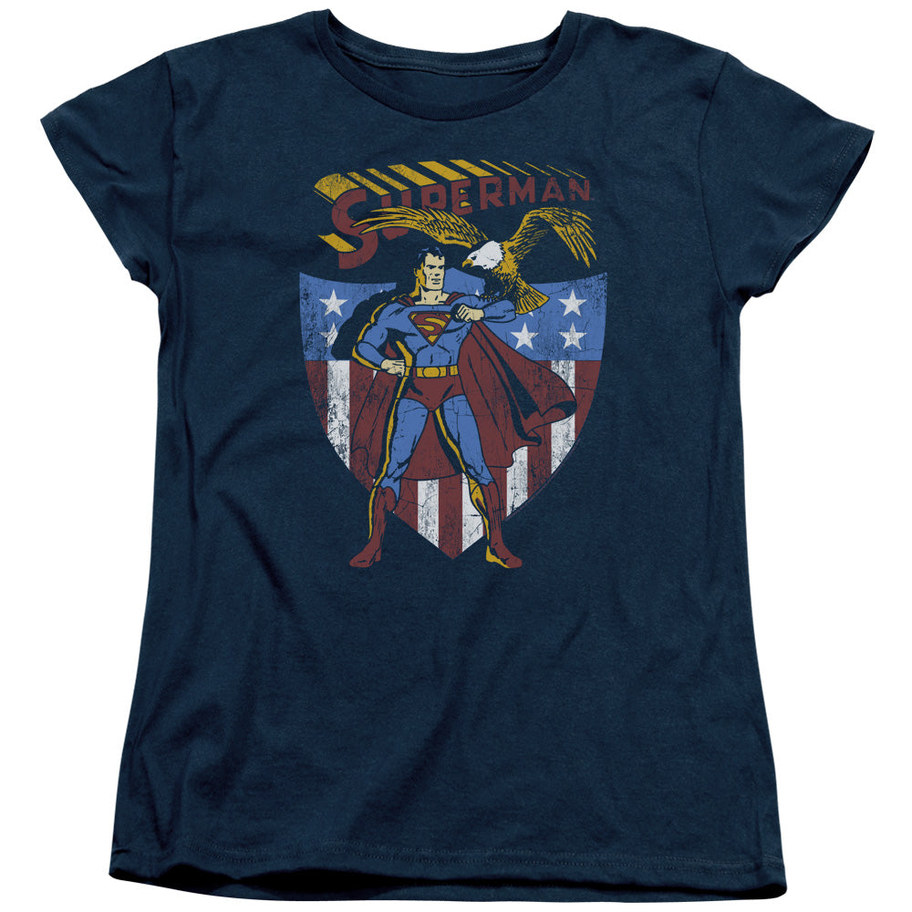 SUPERMAN/ALL AMERICAN - S/S WOMENS TEE - NAVY