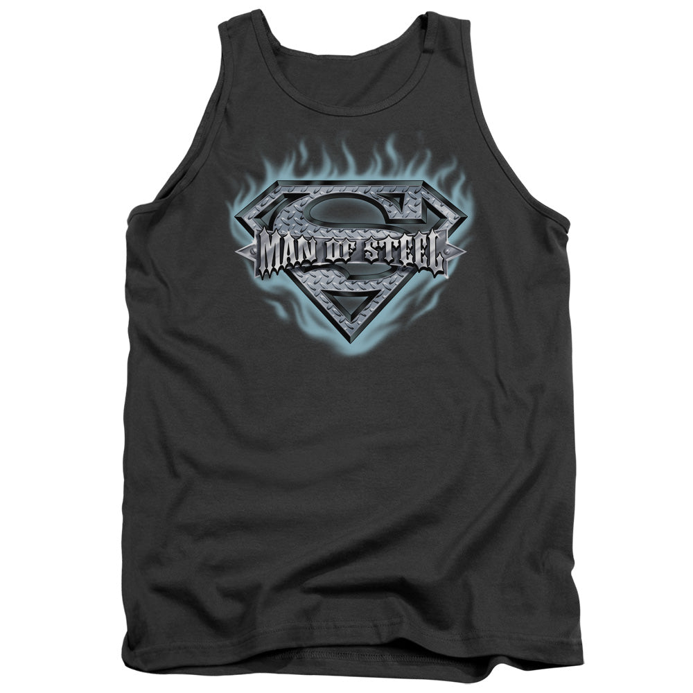 SUPERMAN/MAN OF STEEL SHIELD - ADULT TANK - CHARCOAL