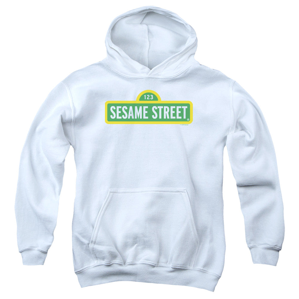 SESAME STREET/LOGO - YOUTH PULLOVER HOODIE - WHITE