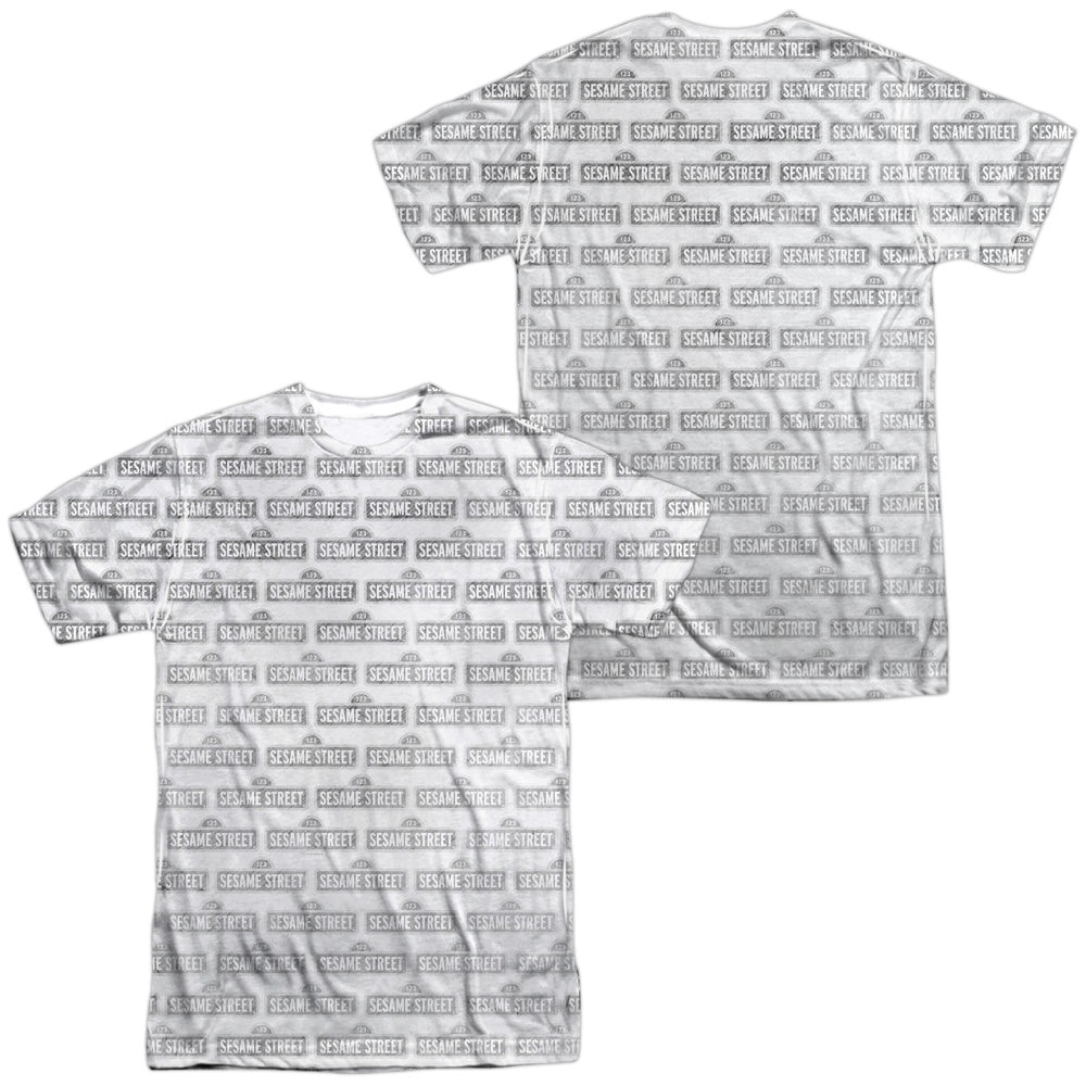 SESAME STREET/BW PATTERN (FRONT/BACK PRINT) - S/S ADULT POLY CREW - MULTI