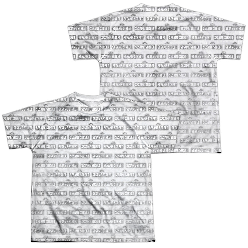 SESAME STREET/BW PATTERN (FRONT/BACK PRINT) - S/S YOUTH POLY CREW - MULTI