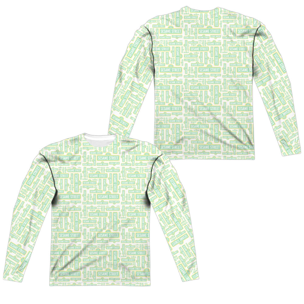 SESAME STREET/PUZZLE PATTERN (FRONT/BACK PRINT) - L/S ADULT POLY CREW  - MULTI