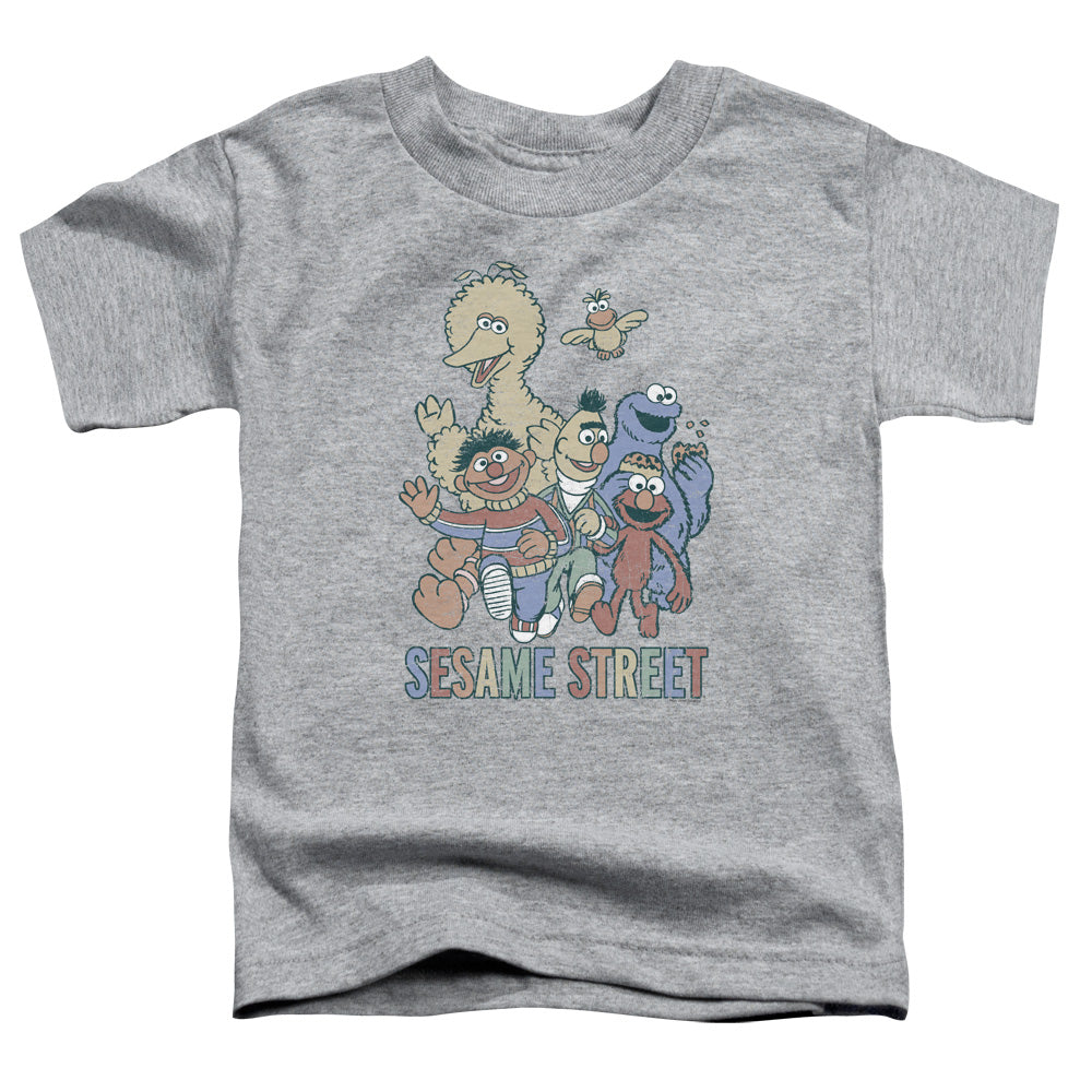 SESAME STREET/COLORFUL GROUP - S/S TODDLER TEE - ATHLETIC HEATHER