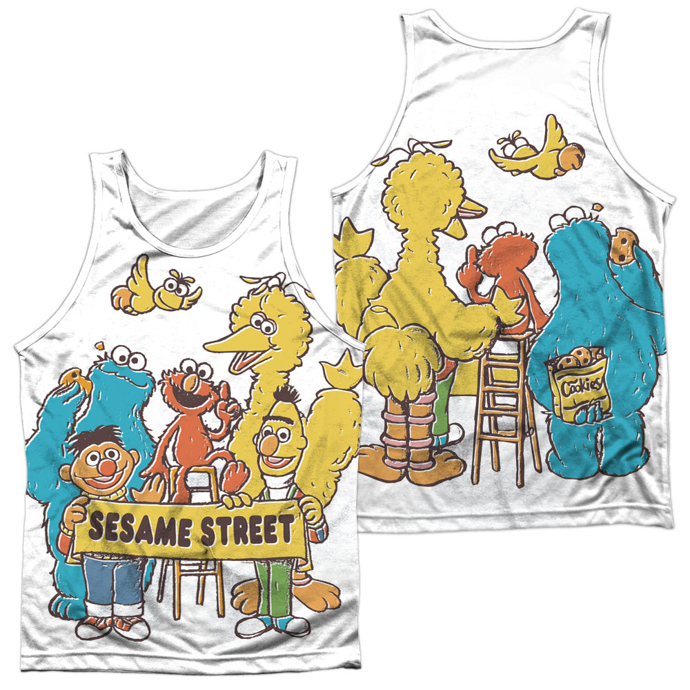 SESAME STREET/BLOCK PARTY (FRONT/BACK PRINT) - ADULT POLY TANK TOP - MULTI