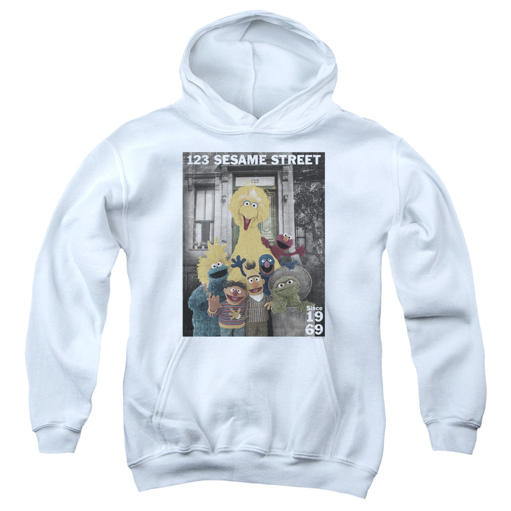 SESAME STREET/BEST ADDRESS - YOUTH PULLOVER HOODIE - WHITE