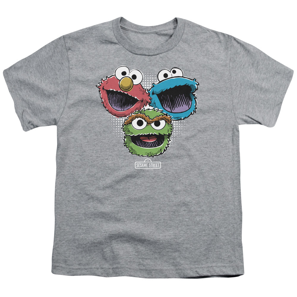 SESAME STREET/HALFTONE HEADS - S/S YOUTH 18/1 - ATHLETIC HEATHER