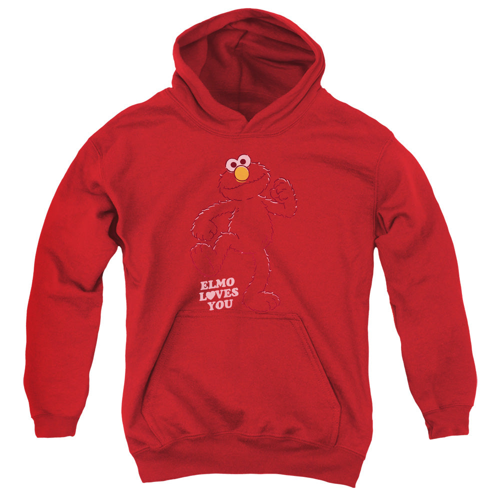 SESAME STREET/ELMO LOVES YOU - YOUTH PULLOVER HOODIE - RED