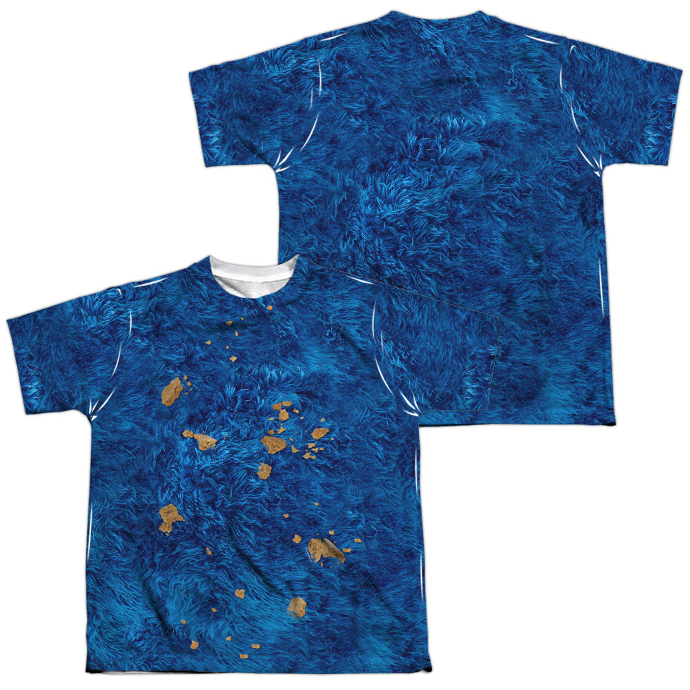 SESAME STREET/COOKIE MOSTER COSTUME (FRONT/BACK PRINT) - S/S YOUTH POLY CREW - MULTI