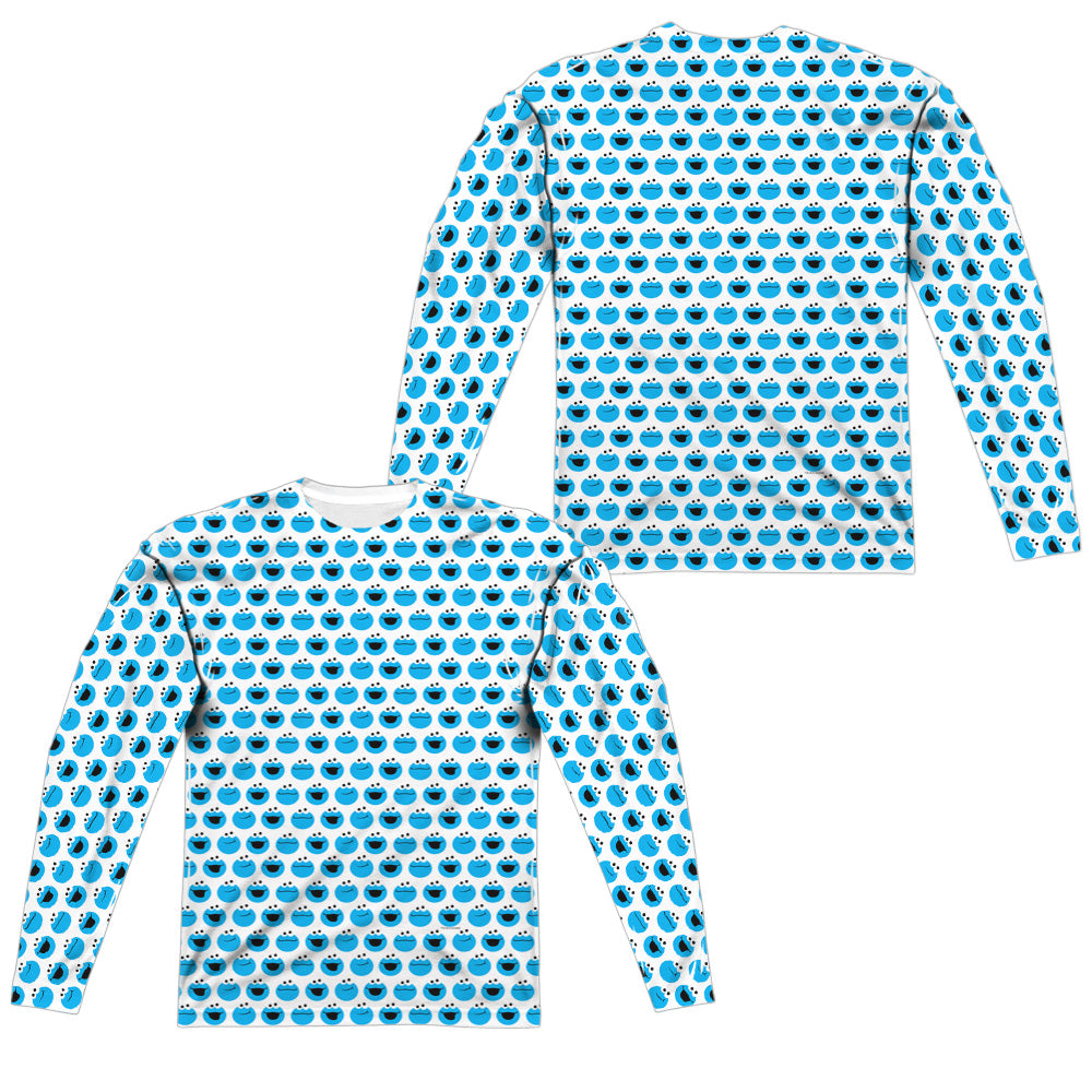 SESAME STREET/SIMPLE COOKIE PATTERN (FRONT/BACK PRINT) - L/S ADULT POLY CREW  - MULTI