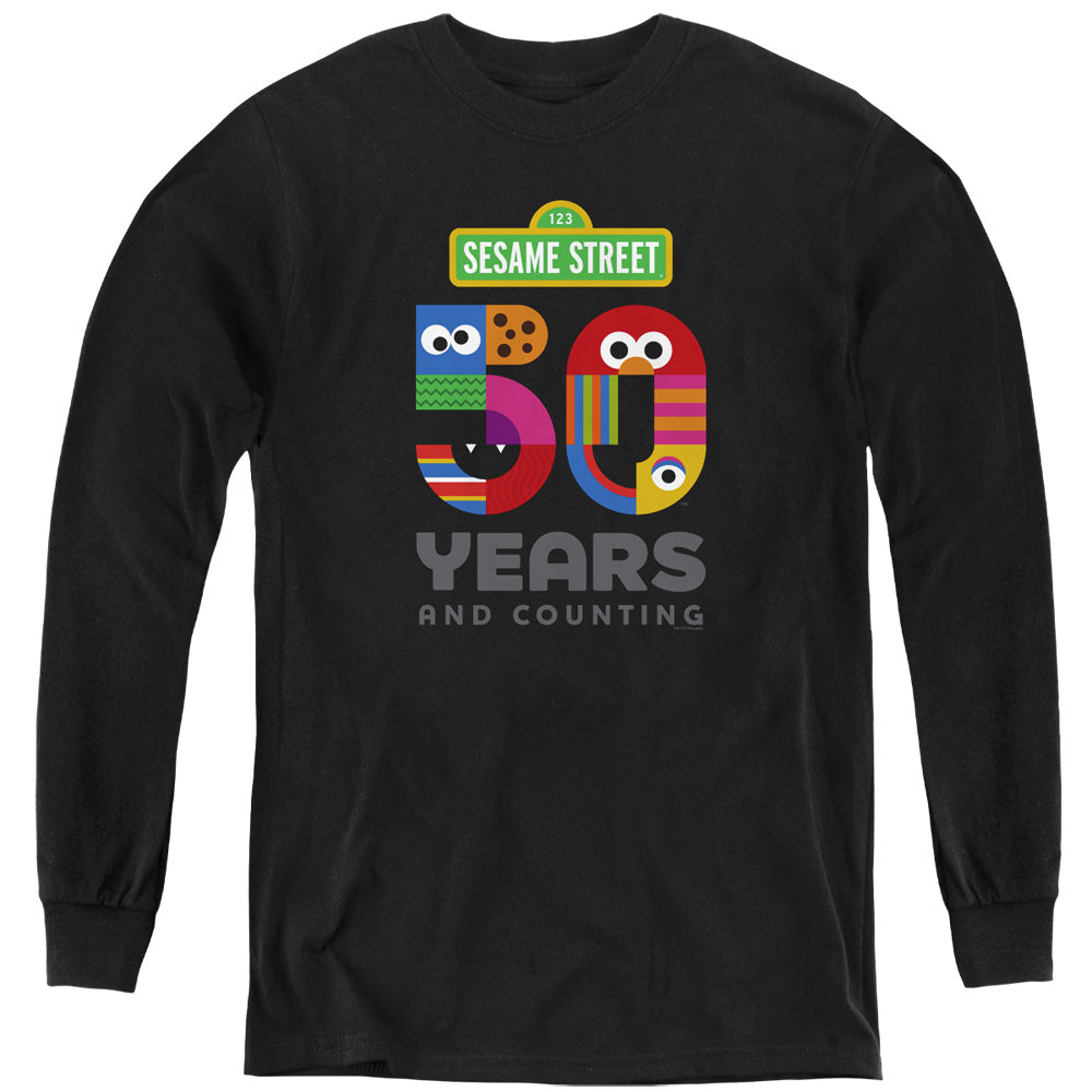 SESAME STREET/50 YEARS LOGO - YOUTH LONG SLEEVE TEE - BLACK