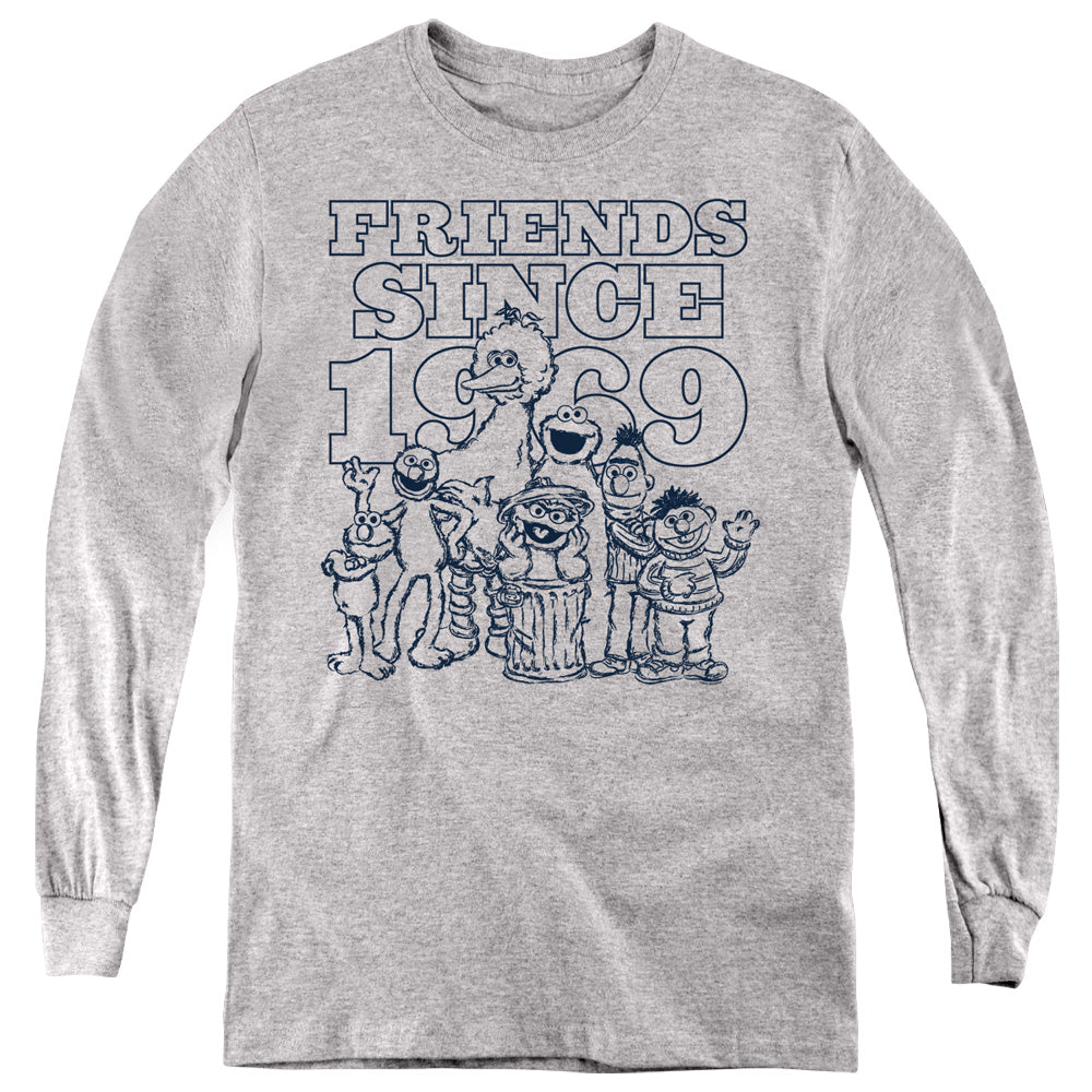 SESAME STREET/FRIENDS SINCE - YOUTH LONG SLEEVE TEE - ATHLETIC HEATHER